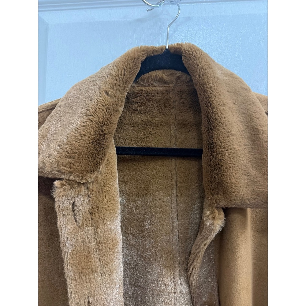 Brandon Thomas Vintage Reversible Faux Suede Fur Jacket Brown Camel Womens Med - Picture 3 of 8
